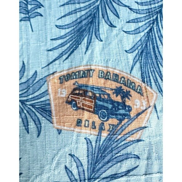 Tommy Bahama Men's Sz M Light Blue Surf Surfing Woodie Short Sleeve Button Shirt - Picture 9 of 13